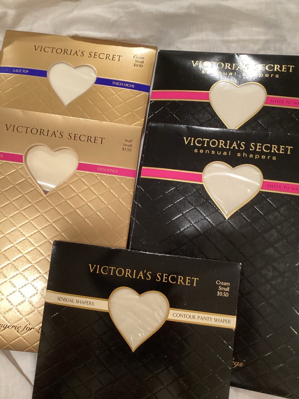 Victoria's Secret Cream Thigh Highs with Gold Packaging
